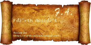 Fürth Acicét névjegykártya
